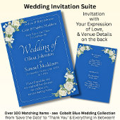 Invitation Cobalt Blue & White Roses Wedding Suite 招待状