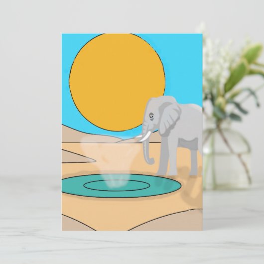 Invitation d'anniversaire éléphant mignon | Pastel 招待状 (スタンド正面)