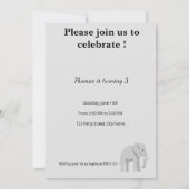 Invitation d'anniversaire éléphant mignon | Pastel 招待状 (裏面)