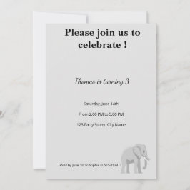 Invitation d'anniversaire éléphant mignon | Pastel 招待状