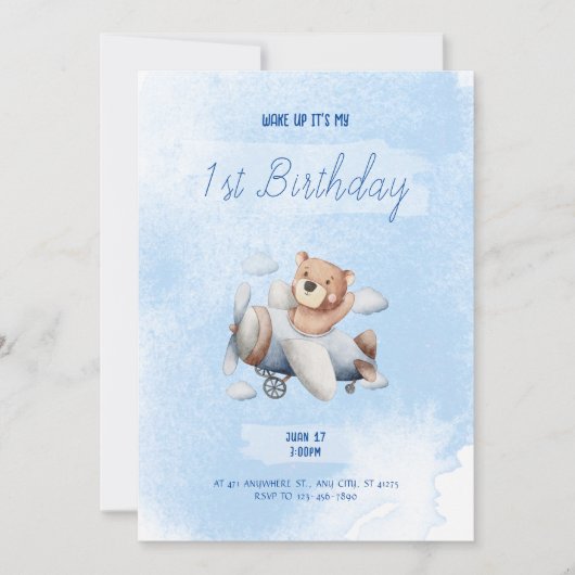 Invitation d'anniversaire voyage en avion 招待状 (正面)