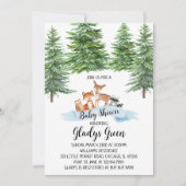 Invitation de Baby Shower Winter Woodland 招待状 (正面)