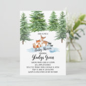 Invitation de Baby Shower Winter Woodland 招待状 (スタンド正面)