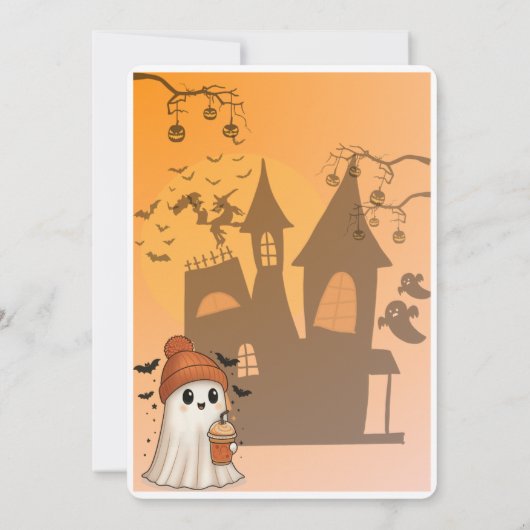 Invitation de fête d'Halloween avec un fantôme mig 招待状 (裏面)