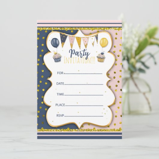 Invitation de fête Goldy à écrire à la main 招待状 (スタンド正面)