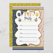 Invitation de fête Goldy à écrire à la main 招待状 (正面/裏面)