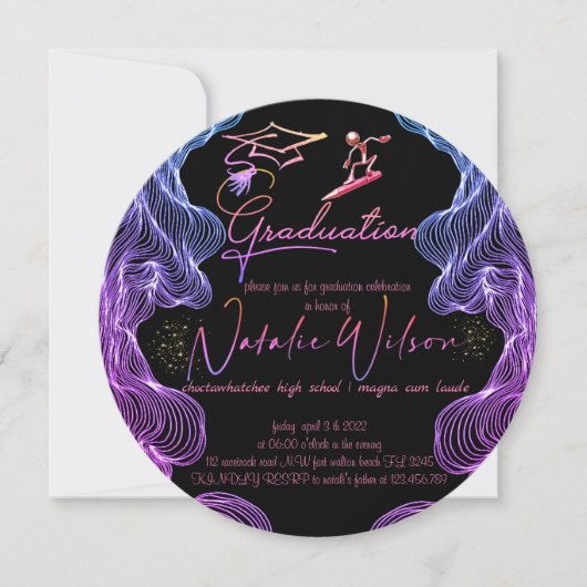 Invitation de graduación en multicolores 招待状 (正面)