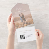Invitation de mariage élégante avec photo et code オールインワン招待状 (貼ってはがせる)