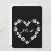 Invitation de mariage en forme de cœur floral noir シーズンカード (正面)