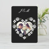 Invitation de mariage en forme de cœur floral noir シーズンカード (スタンド正面)