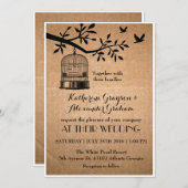 Invitation de mariage en papier brun rustique avec 招待状 (正面/裏面)
