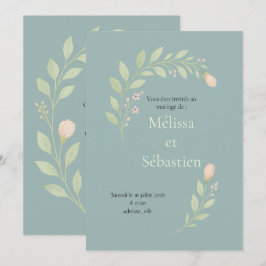 Invitation de mariage floral, fleurs sauvages 招待状
