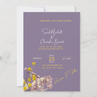 Invitation de mariage florale violette élégante — 招待状