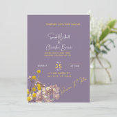 Invitation de mariage florale violette élégante — 招待状 (スタンド正面)