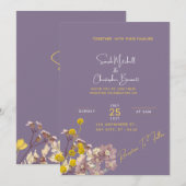 Invitation de mariage florale violette élégante — 招待状 (正面/裏面)