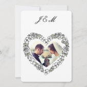 Invitation de mariage photo noir et blanc coeur シーズンカード (正面)