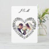 Invitation de mariage photo noir et blanc coeur シーズンカード (スタンド正面)
