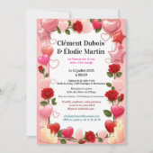 Invitation de Mariage Romantique aux Fleurs  招待状 (正面)