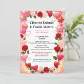 Invitation de Mariage Romantique aux Fleurs  招待状 (スタンド正面)