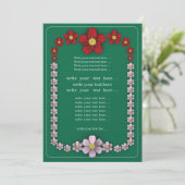 invitation de mariage turqouise avec fleurs 招待状 (スタンド正面)