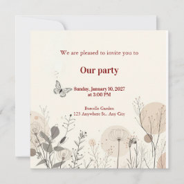 Invitation decorated with wild plant illustrations 招待状