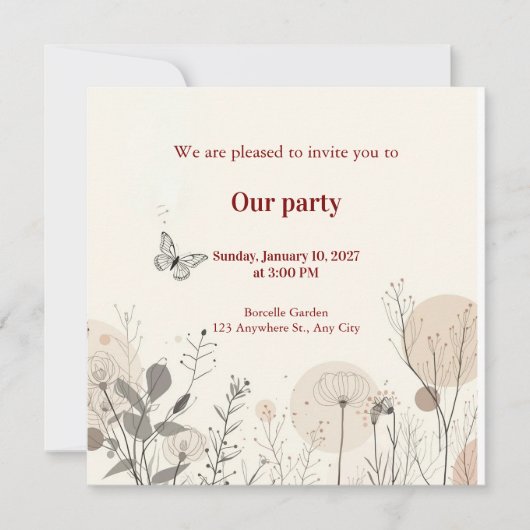 Invitation decorated with wild plant illustrations 招待状 (正面)