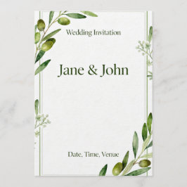 Invitation Elegant Olive Branch Green Wedding Invi 招待状