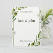 Invitation Elegant Olive Branch Green Wedding Invi 招待状 (スタンド正面)