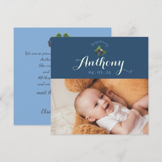 Invitation faire-part de naissance cassis 招待状 (正面/裏面)