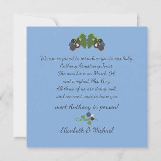 Invitation faire-part de naissance cassis 招待状 (裏面)