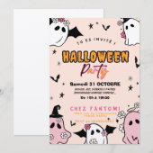 Invitation Fête d'Halloween Girly Fille 招待状 (正面/裏面)