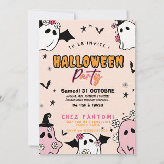 Invitation Fête d'Halloween Girly Fille 招待状