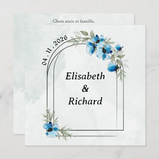 Invitation "Fleurs bleues" 招待状 (正面/裏面)