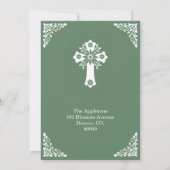 Invitation Floral Cross Baptism Fern Green 招待状 (裏面)