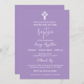 Invitation Floral Cross Baptism Lilac 招待状 (正面/裏面)