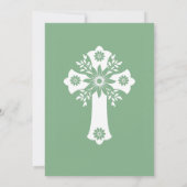 Invitation Floral Cross Baptism Sage Green 招待状 (裏面)