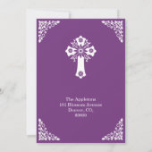 Invitation Floral Cross Baptism Sweet Plum 招待状 (裏面)
