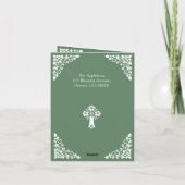 Invitation Floral Cross Christening Fern Green シーズンカード (裏面)
