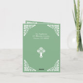 Invitation Floral Cross Christening Sage Green シーズンカード (裏面)
