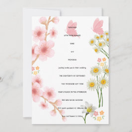 Invitation florale rose et marguerites | Mariage 招待状