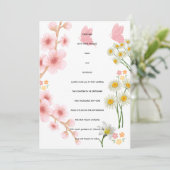 Invitation florale rose et marguerites | Mariage 招待状 (スタンド正面)