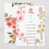 Invitation florale rose et marguerites | Mariage 招待状 (正面/裏面)