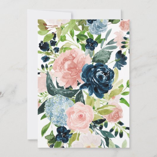 Invitation for 90th Birthday with Pink Blue Roses  招待状 (裏面)