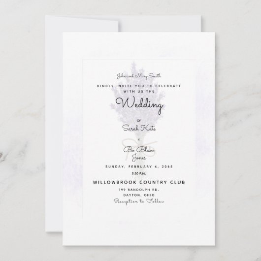 Invitation for a Lavender-Themed Wedding with Brid 招待状 (正面)