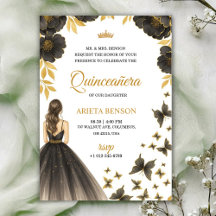 Invitation for a Quinceañera with elegant floral 