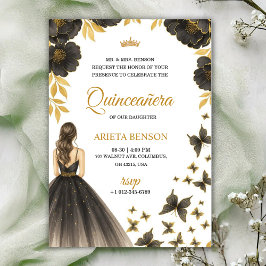 Invitation for a Quinceañera with elegant floral  招待状