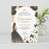 Invitation for a Quinceañera with elegant floral  招待状 (スタンド正面)