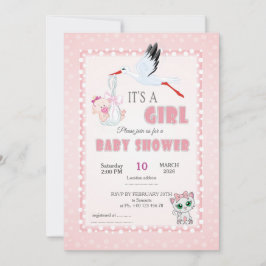 invitation for baby shower, it is a girl 招待状