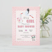 invitation for baby shower, it is a girl 招待状 (スタンド正面)