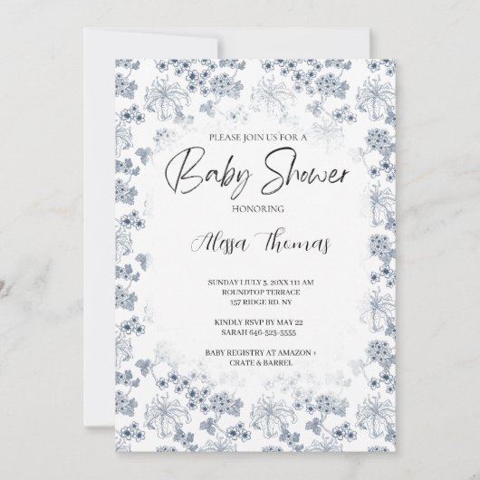 Invitation for baby shower Toile Desing-Customizab 招待状 (正面)